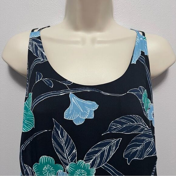 Loft Blue Floral Spaghetti Strap Maxi Dress Size 16M - Picture 3 of 9